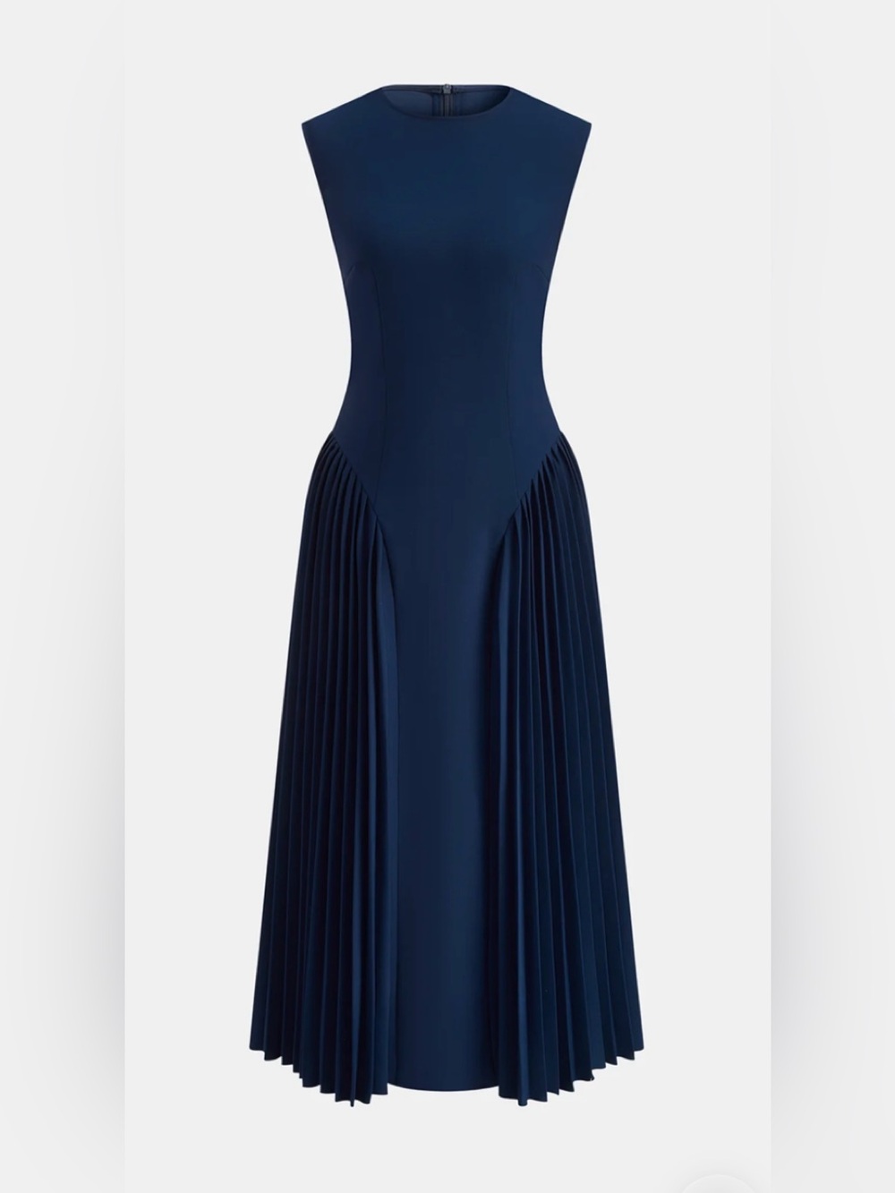 Commense Navy Pleated Maxi Dress